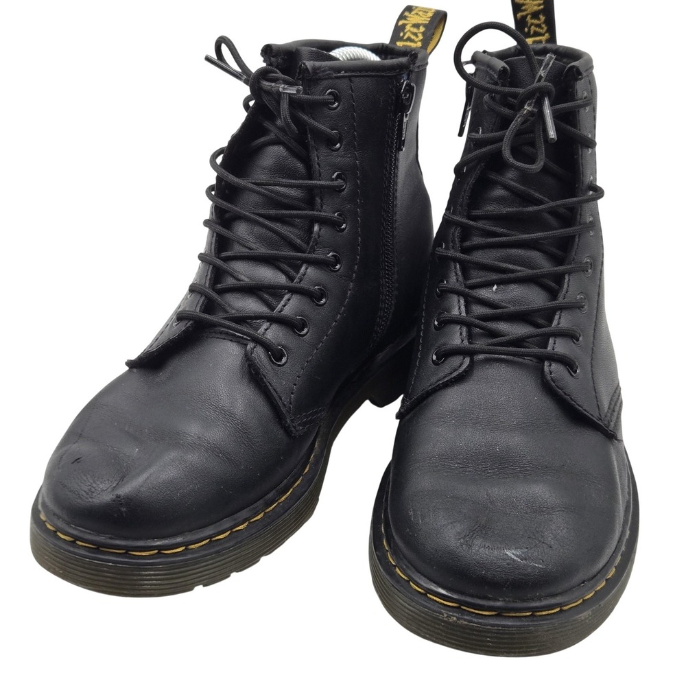 Dr. Martens Boots Womens Size 5 Black 1460 J Leather Combat Side Zip Lace Up